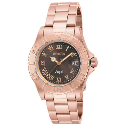 Invicta 16852 Women's Angel Brown Dial Rose Gold Plated Steel Bracelet Dive Watch ,