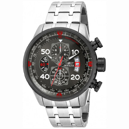 Invicta 17204 Men's Aviator Chronograph Gunmetal Dial Stainless Steel Bracelet Watch ,