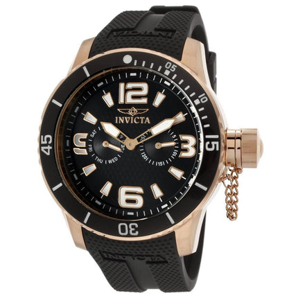 Invicta 1793 Men's Specialty Black Dial Rubber Strap Rose Gold Tone Steel Watch ,