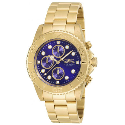 Invicta 19157 Men's Pro Diver Chrono Blue Dial Yellow Gold Steel Bracelet Dive Watch ,