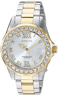 Invicta 20215 Women's Pro Diver Crystal Accented Bezel Silver Dial Two Tone Steel Dive Watch ,