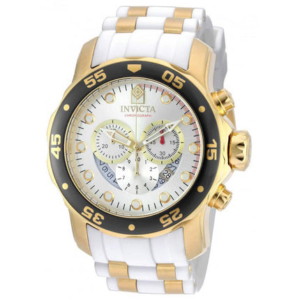 Invicta 20292 Men's Steel & Polyurethane Strap Swiss Quartz Pro Diver Chrono Silver Dial Date Watch ,