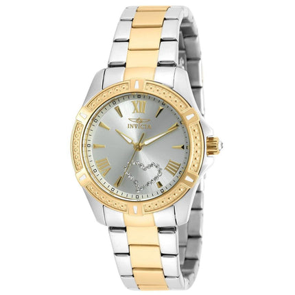 Invicta 20323 Women's Angel Silver Tone Dial Two Tone Yellow Gold Steel Crystal Watch ,