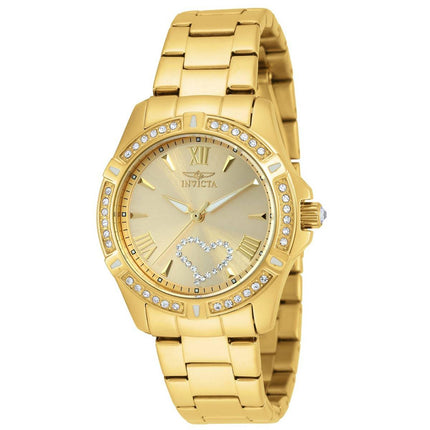 Invicta 21384 Women's Angel Crystal Accented Gold Dial Yellow Gold Plated Steel Bracelet Watch ,