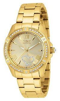 Invicta 21384 Women's Angel Crystal Accented Gold Dial Yellow Gold Plated Steel Bracelet Watch ,