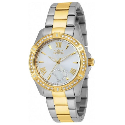 Invicta 21418 Women's Angel Crystal Accented Bezel Silver Tone Dial Two Tone Steel Watch ,