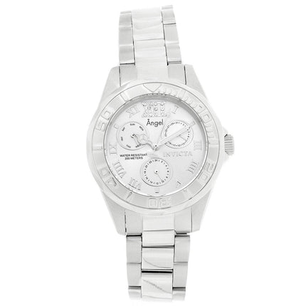 Invicta 21696 Women's Angel Crystal Accented Silver Dial Steel Bracelet Dive Watch ,