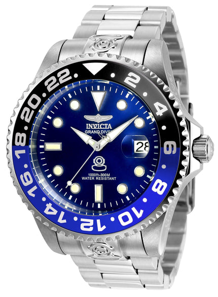 Invicta 21865 Men's Grand Diver Blue Dial Stainless Steel Bracelet Automatic Dive Watch ,