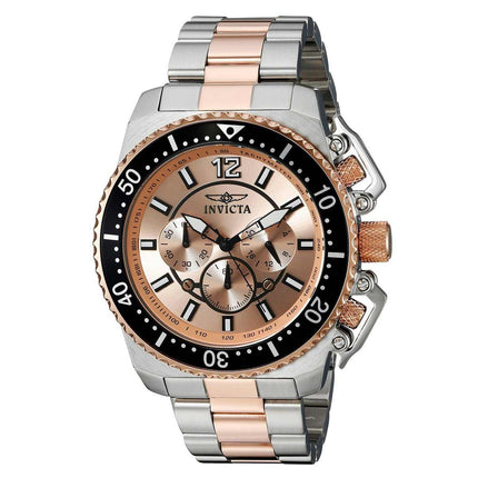 Invicta 21956 Men's Pro Diver Chronograph Rose Gold Dial Two Tone Bracelet Quartz Watch ,