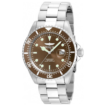 Invicta 22049 Men's Steel Bracelet Quartz Pro Diver Brown Dial Date Watch ,