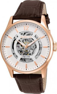 Invicta 22596 Men's Objet D Art White & Silver Skeleton Dial Brown Leather Strap Automatic Watch ,