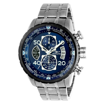 Invicta 22970 Men's Aviator Blue Dial Steel Bracelet Chronograph Compass Watch ,
