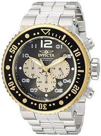 Invicta 25075 Men's Pro Diver Black & Gold Dial Chronograph Steel Bracelet Dive Watch ,