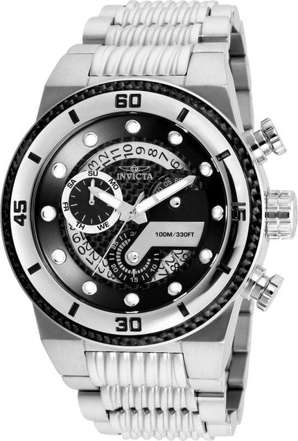 Invicta 25280 Men's S1 Rally Black Carbon Fiber Dial Steel Bracelet Chronograph Watch ,