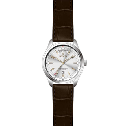 Invicta 31254 Men's Vintage Quartz Silver Dial Leather Strap Watch ,