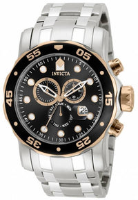 Invicta 80036 Men's Pro Diver Scuba Chronograph Black Dial Stainless Steel Bracelet Dive Watch ,