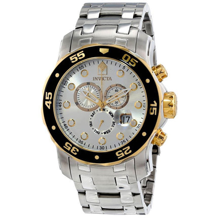 Invicta 80040 Men's Stainless Steel Bracelet Swiss Pro Diver Chrono Silver Dial Day-Date Watch ,