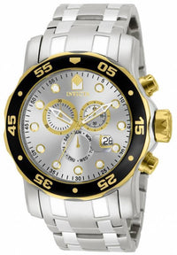 Invicta 80040 Men's Stainless Steel Bracelet Swiss Pro Diver Chrono Silver Dial Day-Date Watch ,
