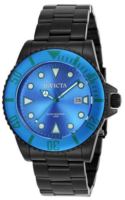 Invicta 90308 Men's Pro Diver Blue Dial Black IP Steel Bracelet Dive Watch ,