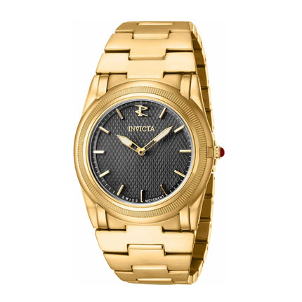 Invicta Boy's Quartz Watch - Reserve Slim Black Dial Yellow Gold Bracelet | 41057 ,