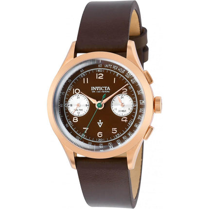 Invicta Boy's Watch - Vintage Japanese Quartz Dual Time Genuine Leather Strap | 37058 ,