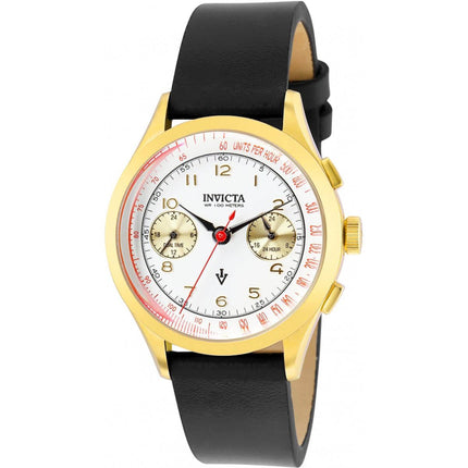 Invicta Boy's Watch - Vintage Japanese Quartz White Dial Black Leather Strap | 37057 ,