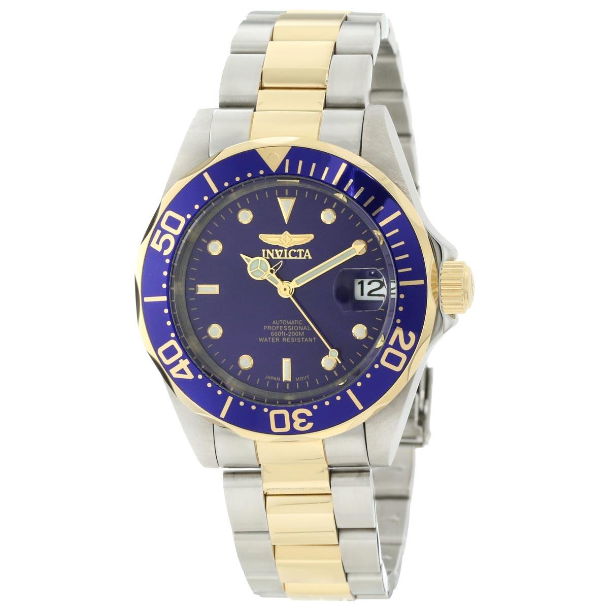 Invicta Men's Automatic Two Tone Bracelet Watch - Pro Diver Blue Dial Date | 8928