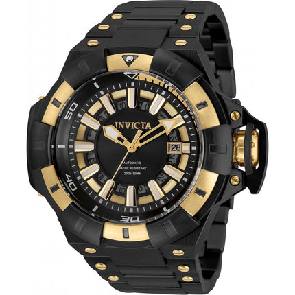 Invicta Men's Automatic Watch - Akula Black and Gold Dial SS Bracelet | 31862 ,