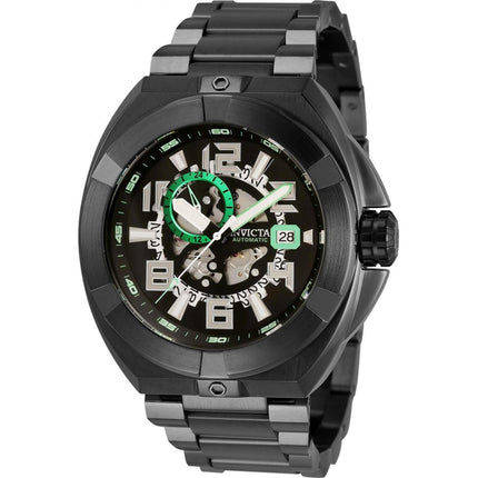 Invicta Men's Automatic Watch - Akula Black SS Bracelet Semi Skeleton Dial | 32711 ,