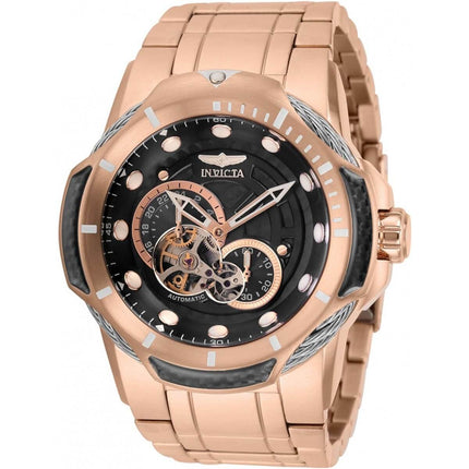 Invicta Men's Automatic Watch - Bolt Open Heart Black Dial Rose Gold Bracelet | 31953 ,