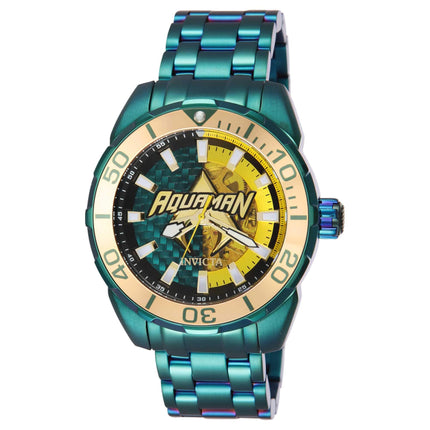Invicta Men's Automatic Watch - DC Comics Aquaman Green, Gold, Yellow Dial | 43684 ,
