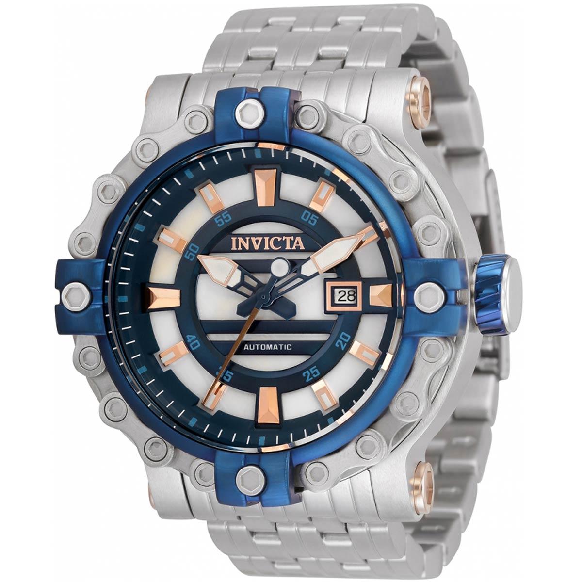 Invicta Men's Automatic Watch Excursion Blue and Silver Abalone Dial