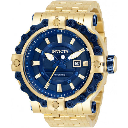 Invicta Men's Automatic Watch - Excursion Blue Dial Yellow Gold SS Bracelet | 32565 ,