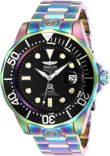 Invicta Men's Automatic Watch - Grand Diver Black Dial Iridescent Steel Dive | 26601 ,