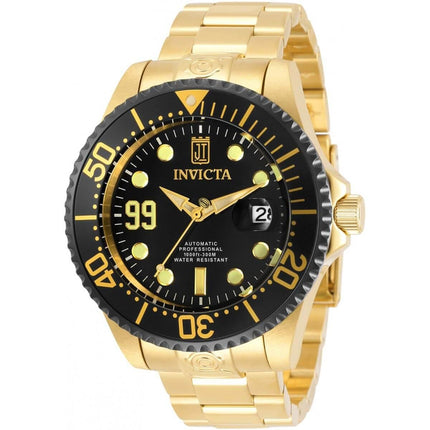 Invicta Men's Automatic Watch - Jason Taylor Black Dial Yellow Gold Bracelet | 30211 ,