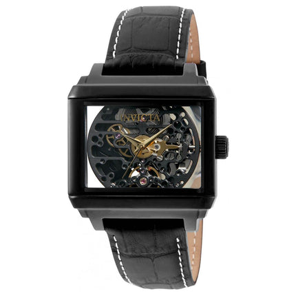 Invicta Men's Automatic Watch - Objet D Art Black Case Skeleton Dial Strap | 32178 ,