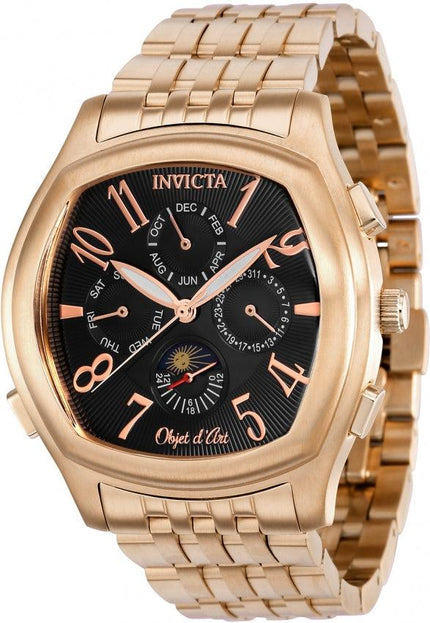 Invicta Men's Automatic Watch - Objet D Art Black Dial Rose Gold Bracelet | 37658 ,