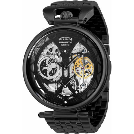 Invicta Men's Automatic Watch - Objet D Art Dual Time Black Steel Bracelet | 38386 ,