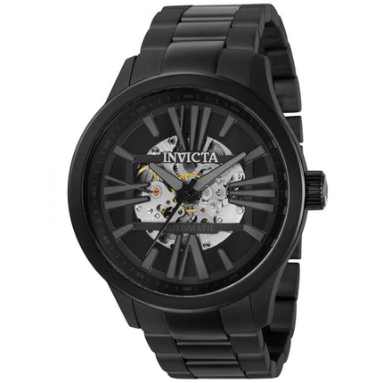 Invicta Men's Automatic Watch - Objet D Art Semi Skeleton Dial Black Bracelet | 32743 ,