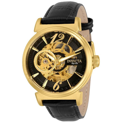 Invicta Men's Automatic Watch - Objet D Art Semi-Skeleton Dial Black Strap | 30463 ,