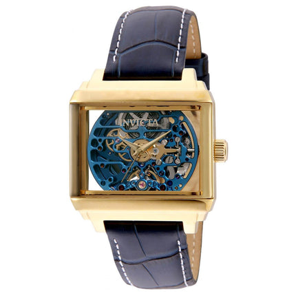 Invicta Men's Automatic Watch - Objet D Art Skeleton Dial Blue Leather Strap | 32176 ,