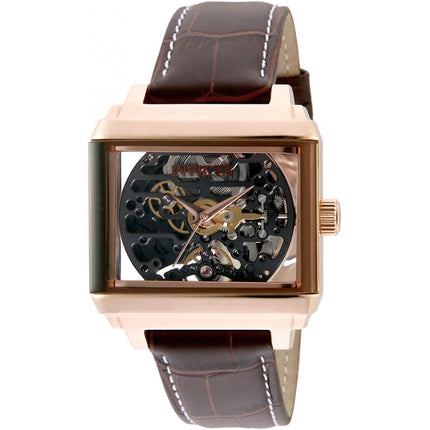 Invicta Men's Automatic Watch - Objet D Art Skeleton Dial Brown Leather Strap | 32177 ,