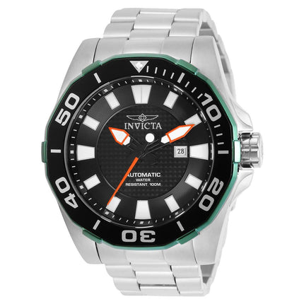 Invicta Men's Automatic Watch - Pro Diver Black Dial Silver Bracelet | 30510 ,
