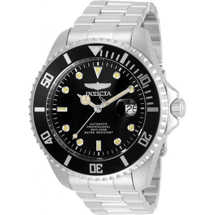 Invicta Men's Automatic Watch - Pro Diver Black Dial Silver Steel Bracelet | 35717 ,