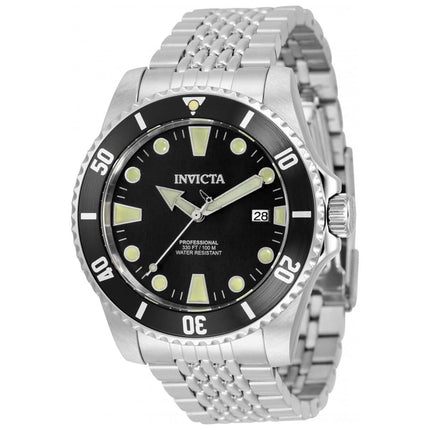 Invicta Men's Automatic Watch - Pro Diver Black Dial Silver Tone Bracelet | 33502 ,