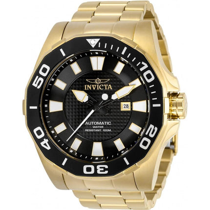 Invicta Men's Automatic Watch - Pro Diver Black Dial Yellow Gold Bracelet | 30515 ,
