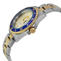 Invicta Men's Automatic Watch - Pro Diver Blue Bezel Gold Tone Dial | ILE8928OBA ,