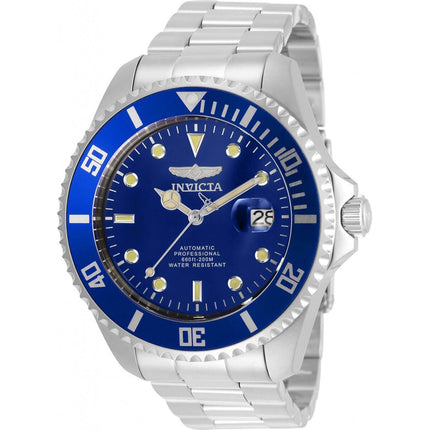 Invicta Men's Automatic Watch - Pro Diver Blue Dial SS Bracelet Date Display | 35718 ,