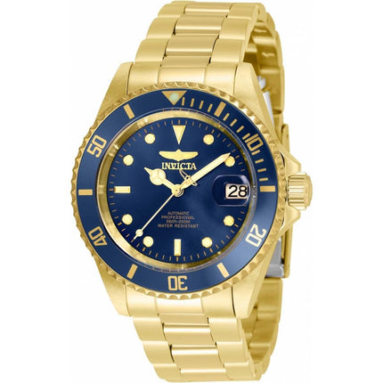Invicta Men's Automatic Watch - Pro Diver Blue Dial Yellow Gold Steel Bracelet | 35699 ,