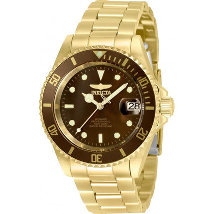 Invicta Men's Automatic Watch - Pro Diver Brown Dial Yellow Gold Bracelet | 35697 ,